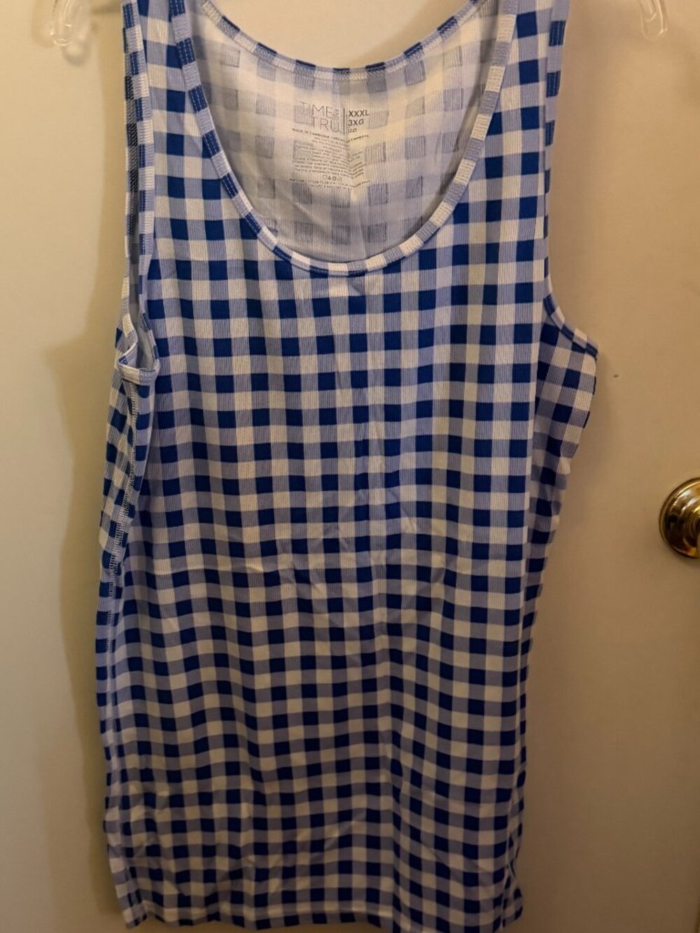 Time and Tru Blue & White Checkered Tank Top W 3X